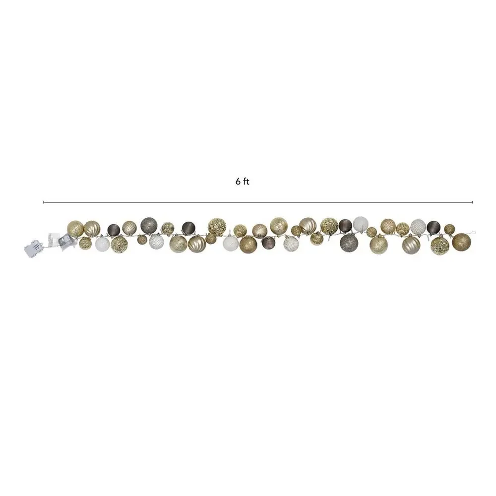 2-6” PreLit Ornament Gold Garland w/ LED Lights